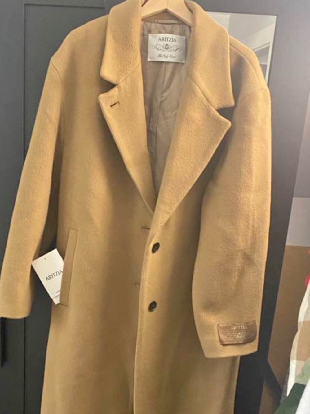 Aritzia Camel Wool-Blend Pea Coat